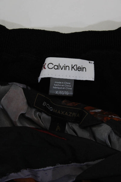 BCBGMAXAZRIA Calvin Klein Womens Gray Printed Turtleneck Blouse Top Size M lot 2