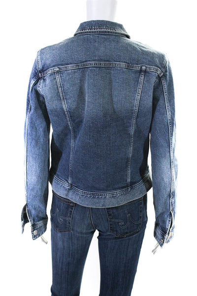 J Crew Womens Blue Medium Wash Cotton Long Sleeve Denim Jacket Size M