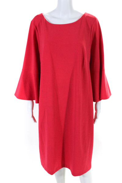 Calvin Klein Womens Coral Crew Neck Bell Long Sleeve Shift Dress Size 18W