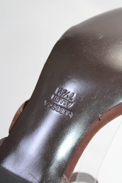 Rebecca Allen Womens Suede Strappy Buckle Up Low Heels Sandals Brown Size 7.5M