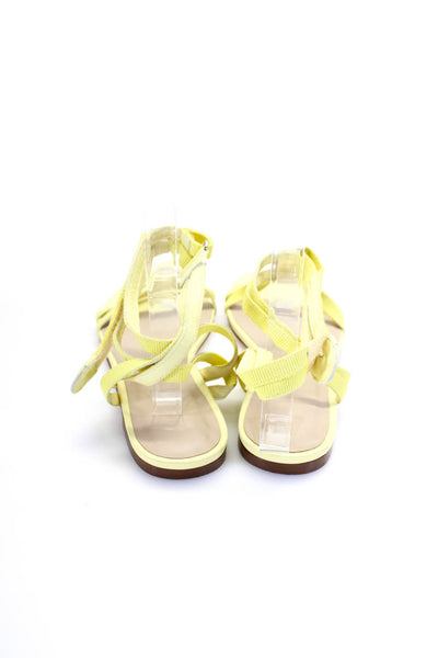 Rebecca Allen Womens Leather Strappy Open Toe Flats Sandals Yellow Size 7M