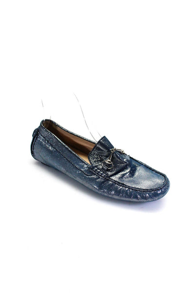 Cole Haan Womens Horsebit Slide On Driving Loafers Blue Metallic Size 7 B