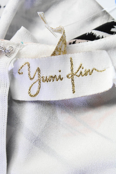 Yumi Kim Womens Abstract Short Sleeve Waist Tie Jumpsuit White Size XS