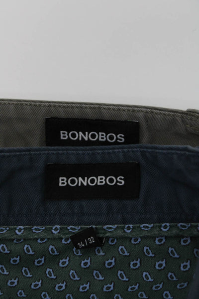 Bonobos Mens Tapered Leg Front Zip Chinos Blue Gray 34x32 Lot of 2