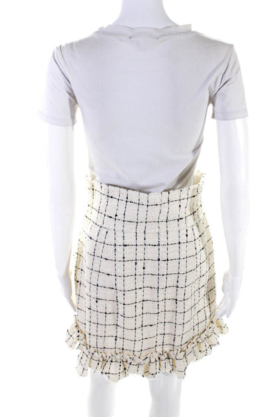 Rebecca Taylor Women's Zip Closure Ruffle A-Line Pockets Mini Skirt Beige Size 6
