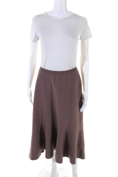 M.M. Lafleur Women's Pull-On A-Line Flare Midi Skirt Tan Size M