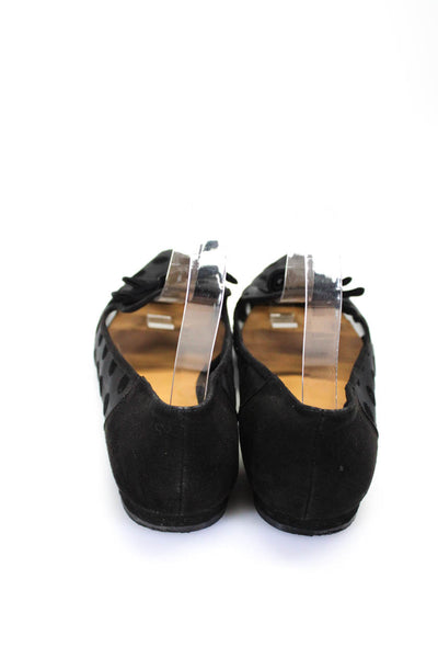J Crew Women's Pointed Toe Sheer Mesh Bow Slip-On Fat Shoe Black Size 9