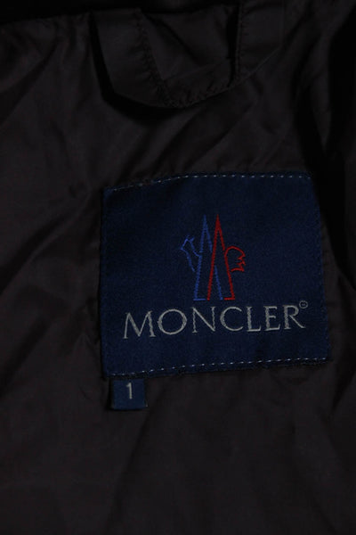 Moncler Womens Full Zipper Hooded Coat Chocolate Brown Size 1