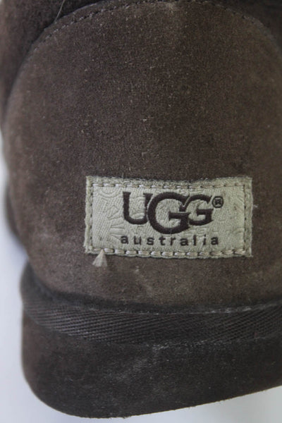 Ugg Womens Sheepskin Classic Tall Snow Boots Dark Brown Size 8
