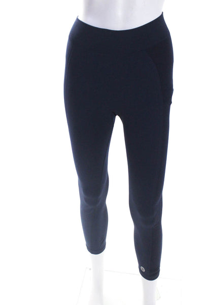 Tory Sport Womens Stretch Mid-Rise Activewear Ankle Leggings Navy Size M