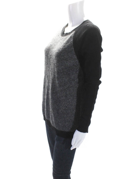 White + Warren Womens Cashmere Crew Neck Sweater Gray Black Size Small
