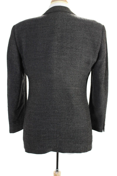 Armani Collezioni Mens Brown Wool Textured Two Button Long Sleeve Blazer Size38S