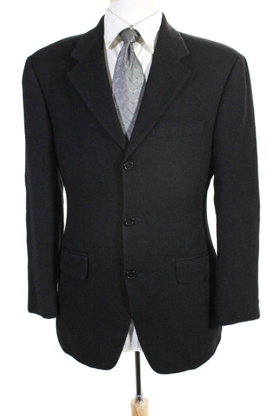 Saks Fifth Avenue Mens Black Two Button Long Sleeve Blazer Jacket Size 38