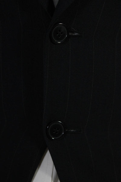 Mani Mens Dark Navy Wool Striped Two Button Long Sleeve Blazer Size 36