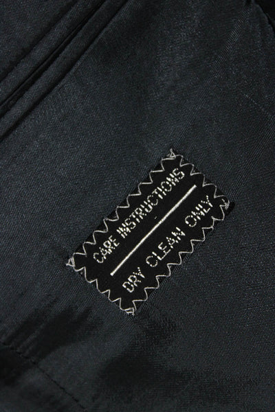 Mani Mens Dark Navy Wool Striped Two Button Long Sleeve Blazer Size 36