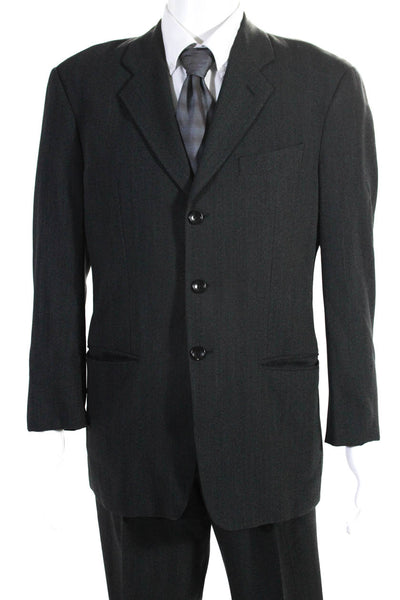 Armani Collezioni Mens Dark Gray Three Button Blazer Pants Suit Set Size 38S