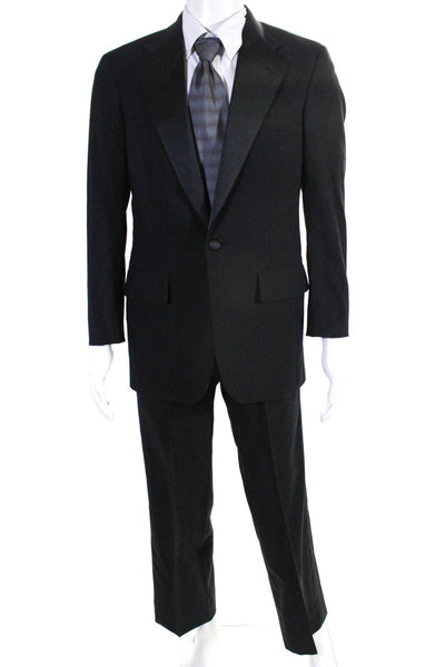 Chaps By Ralph Lauren Mens Black Wool One Button Tuxedo Blazer Size 36R