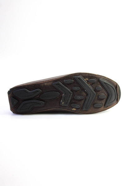 Ermenegildo Zegna Mens Brown Leather Slip On Driving Loafer Shoes Size 8
