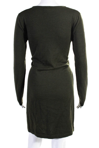No. 21 Womens Wool Round Neck Belted Tied Long Sleeve Sweater Dress Green Size M