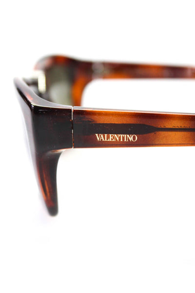 Valentino Womens Tortoise Silver-Toned Detail Square Frame Sunglasses Brown