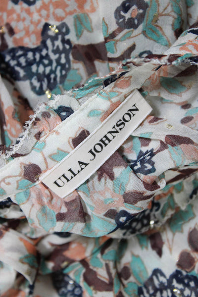 Ulla Johnson Womens Silk Floral Print Blouse Multi Colored Size Small