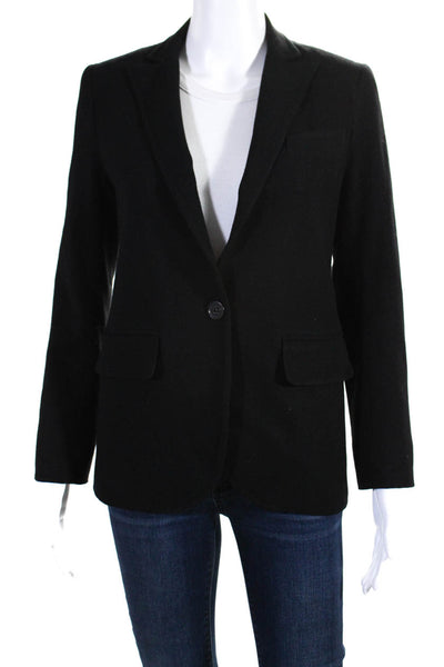 Theory Womens Classic Lapel Single Button Jacket Black Wool Size 6