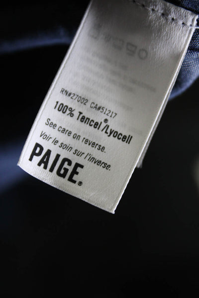 Paige Womens Short Sleeve Chambray Denim Mini Shirt Dress Blue Size Medium
