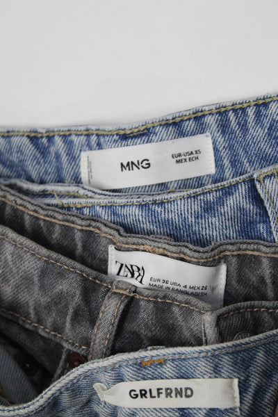 Grlfrnd Zara MNG Womens Blue Distress Denim Mini Shorts Size 24 4 2 XS lot 4