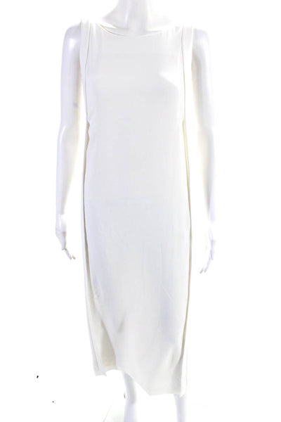 J Brand Womens Sleeveless Scoop Neck Side Slit Midi Dress White Size 0
