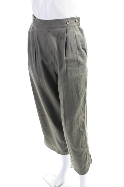 Black Crane Womens High Rise Side Slit Straight Cropped Pants Gray Size XS