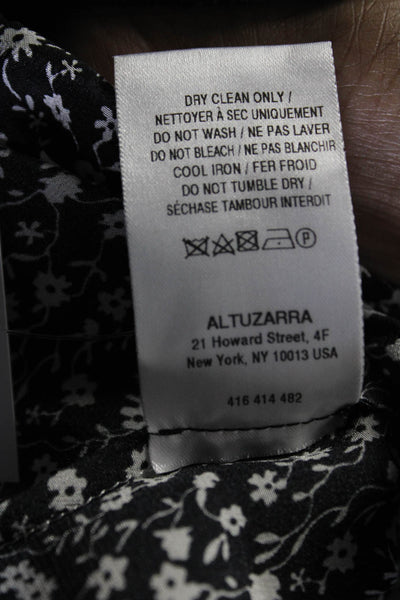 Altuzarra Womens Button Front Collared Silk Floral Shirt Black White Size IT 36