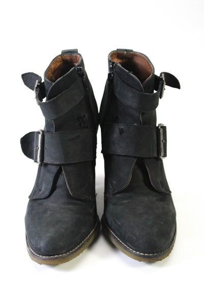 Kurt Geiger London Womens Side Zip Block Heel Booties Black Leather Size 40