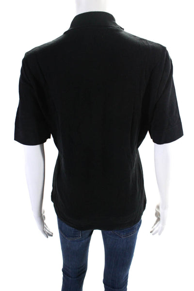 Salvatore Ferragamo Womens Black Cotton Collar Short Sleeve Polo Shirt Size M