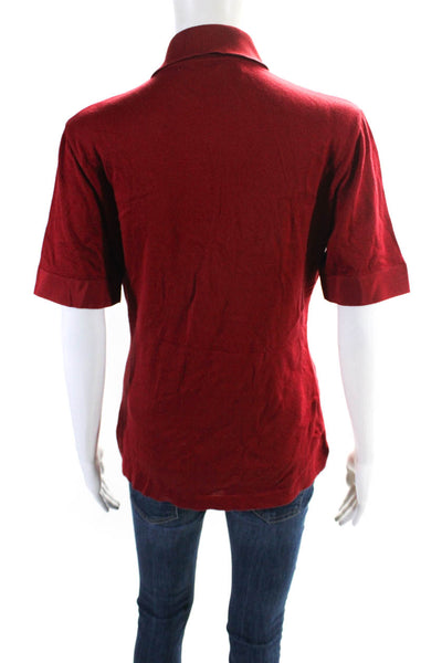 Salvatore Ferragamo Womens Red Cotton Collar Short Sleeve Polo Shirt Size M