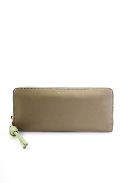 Loewe Womens Shiny Nappa Calfskin Knot Zip Around Wallet Brown Green