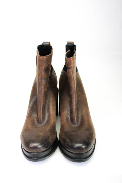 Sorel Womens Leather Block Heel Platform Chelsea Ankle Boots Brown Size 11US