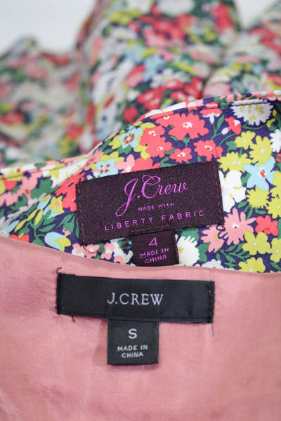 J Crew J Crew for Liberty Womens Tunic Top Shorts Pink Multicolor Size S 4 Lot 2