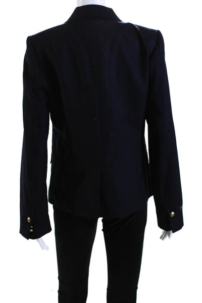 J Crew Women's Collared Long Sleeves Lined Two Button Blazer Black Size 10