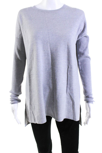 Vince Women's Crewneck Long Sleeves High Low Hem Pullover Sweater Gray Size S
