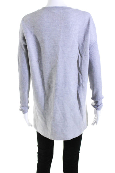 Vince Women's Crewneck Long Sleeves High Low Hem Pullover Sweater Gray Size S