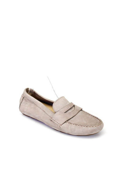 Cole Haan Women's Round Toe Slip-On Flat Leather Loafers Beige Size 9