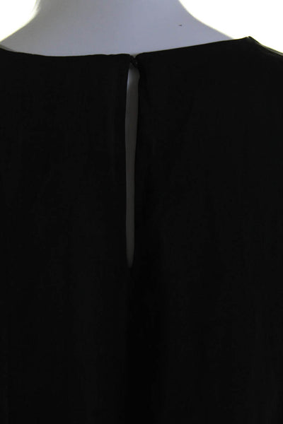 Vince Women's Round Neck Short Sleeves A-Line Pockets Mini Dress Black Size 6