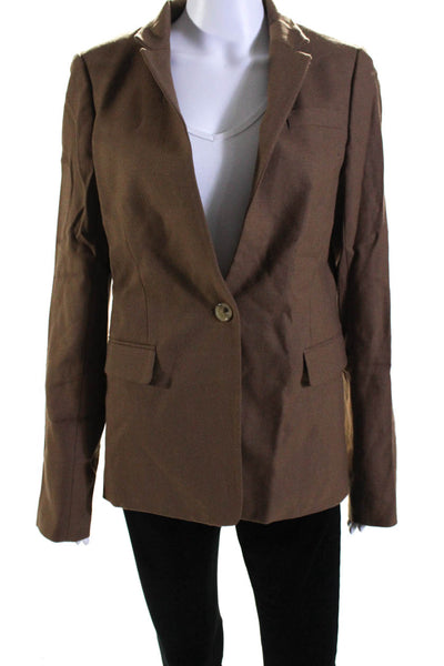 J Crew Womens Wool Collared Long Sleeve Buttoned Blazer Jacket Brown Size 10T