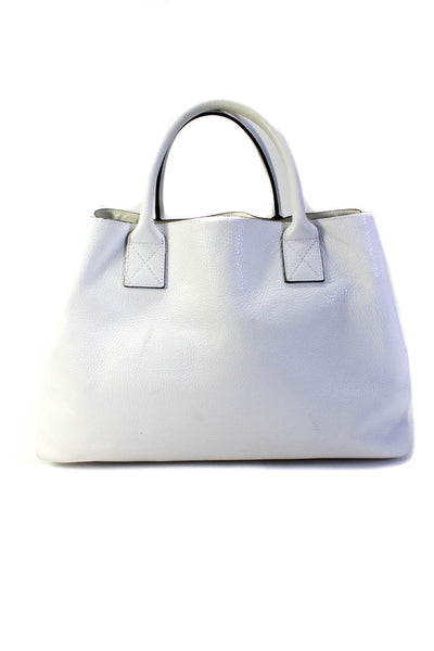 Laurent Effel Womens Large Pebbled Leather Open Top Tote Handbag White
