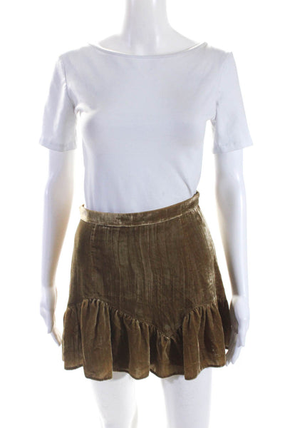 Intermix Womens Velvet A Line Mini Skirt Nutmeg Brown Size 0