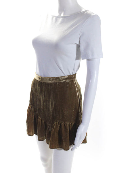 Intermix Womens Velvet A Line Mini Skirt Nutmeg Brown Size 0