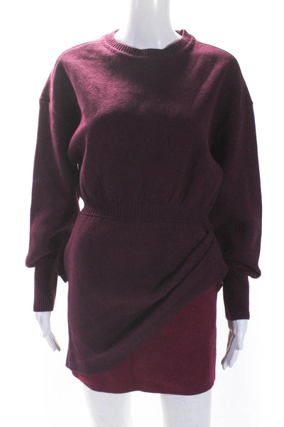 Something Navy Womens Long Sleeves Sweater Dress Purple Red Size Extra Small