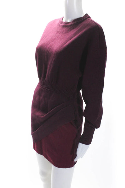 Something Navy Womens Long Sleeves Sweater Dress Purple Red Size Extra Small