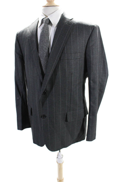 Brooks Brothers Mens Wool Striped Print Buttoned Collared Blazer Gray Size EUR46