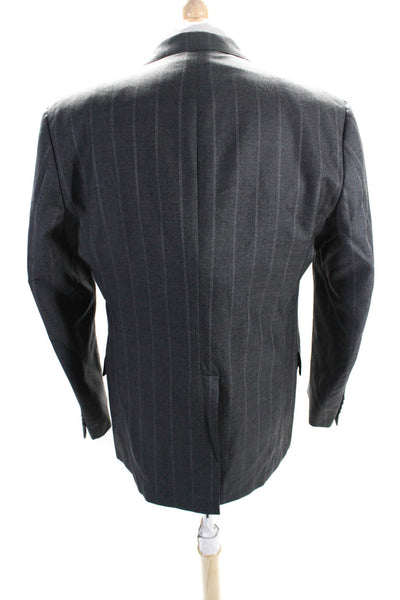 Brooks Brothers Mens Wool Striped Print Buttoned Collared Blazer Gray Size EUR46